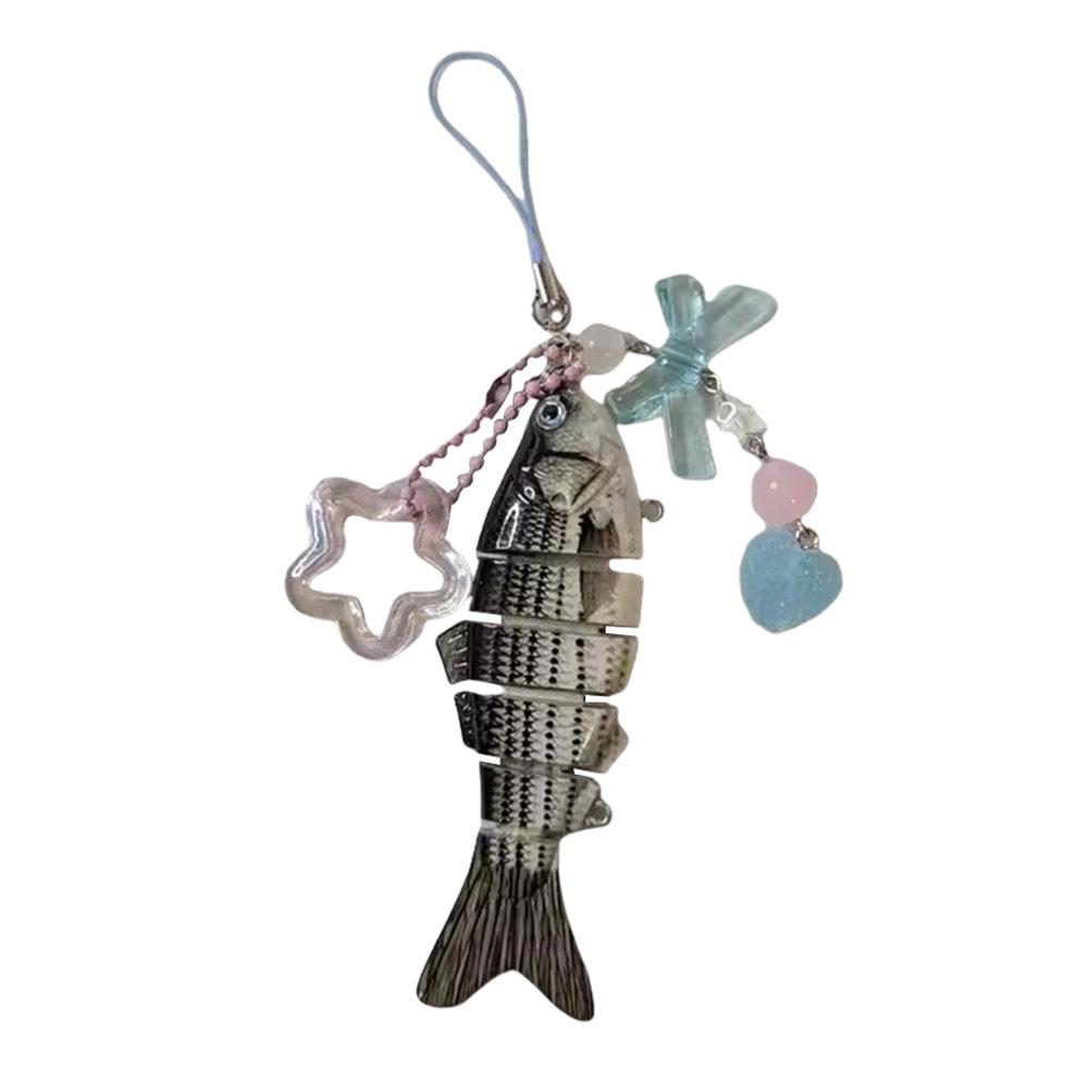 Lovely Jewelry Fish Star Keychain Lanyard Fishing Lure Keychain Gift for Anglers