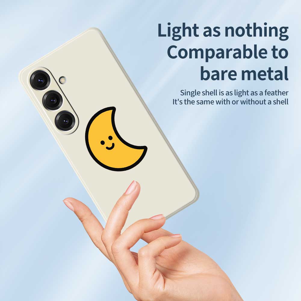 For Samsung Galaxy S25 Case Yellow Moon Pattern Printing Straight Edge TPU Phone Back Cover