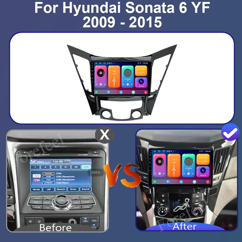 For Hyundai Sonata 6 YF 2009 - 2015 Android 14 Car Radio Multimedia Video Player GPS Navigation AI Voice 4G CarPlay Head Unit