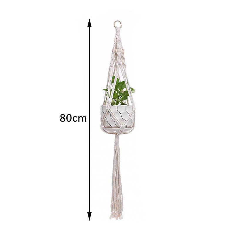 1Pcs Multi-purpose Cotton Rope Plant Hanger Garden Supplies Hand Woven Beige Wall Decoration Flower Tray Basket European Style Plant Hanging Basket