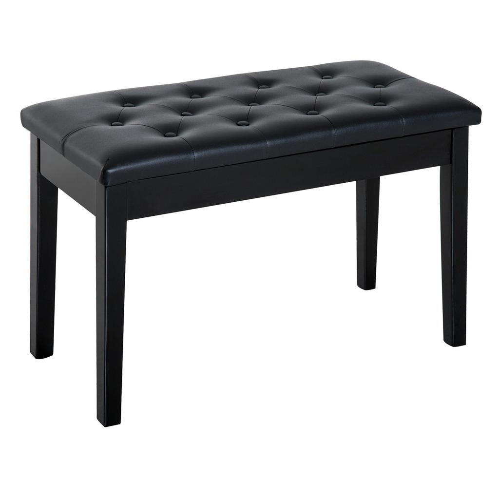 Pu Leather Upholstered Piano Stool Makeup Stool Bench Dressing Table Seat With Storage 76x36x50cm Black
