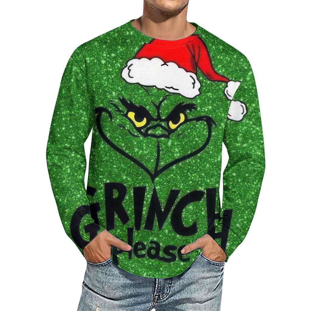 Men's Christmas Printed Imitation Cotton Long-sleeved Shirt