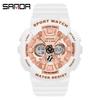 SANDA 6068 Watch ZSK FEMALE ELECTRONIC WATCH Middle School Student Sports Personality Trend Double Watch Temperament