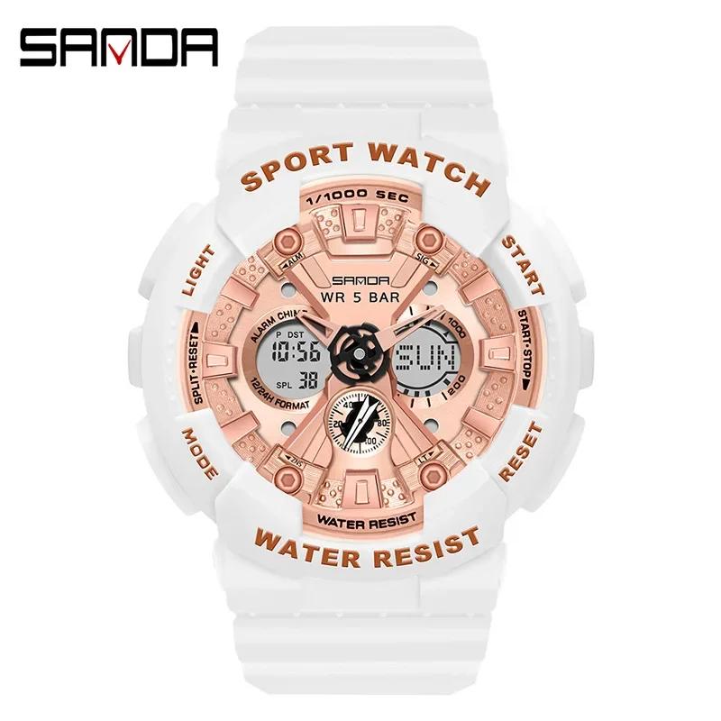 SANDA 6068 Watch ZSK FEMALE ELECTRONIC WATCH Middle School Student Sports Personality Trend Double Watch Temperament