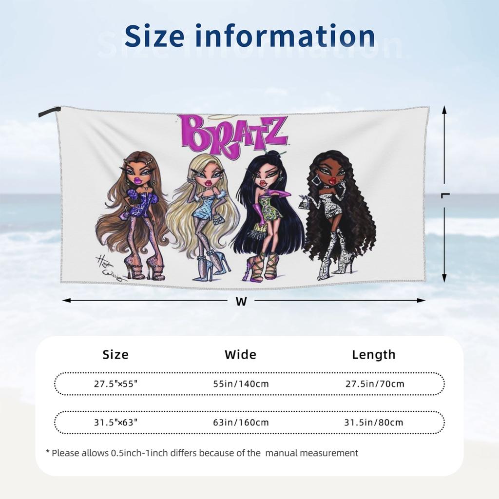 Bratzs Doll Beach Towel Soft Microfiber Quick Dry Absorbent Quick Towels For Pool