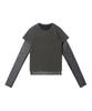 CARGOBROS FOR WOMAN Dot See-Through Long Sleeve Layered Short Sleeve Tee Set (Black/Charcoal)