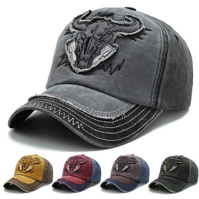 2023 New Hip Hop Vintage Washed Denim Baseball Cap Casquette Homme Bull Head Embroidery Y2k Snapback Dad Hats for Women Men