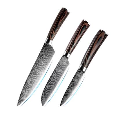 Kitchen Knife Set 3Pcs Japanese Chef Knife Set Pattern Kitchen Knives Sets Fruit Knife