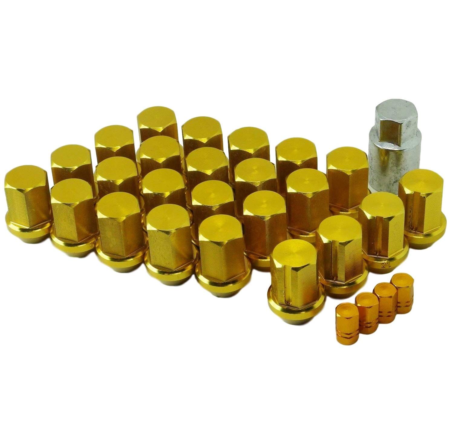 

Esumichiko Slit Lock Racing Nut Aluminum Air Valve Cap Included, Lightweight, Anti-theft (Gold, P1.25-24 Pieces, 6 Holes) золотой