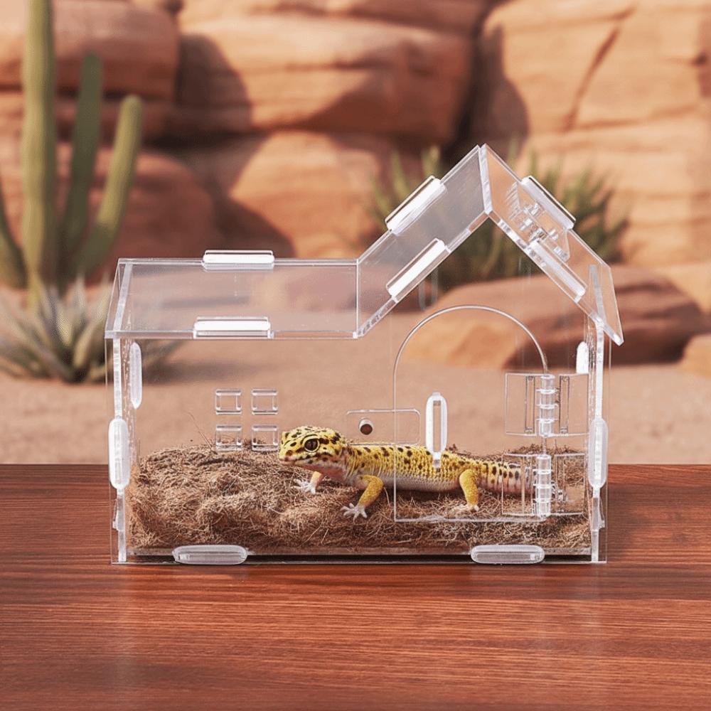 Transparent Pet Breeding Container Magnetic Reptile Habitat Box  For Gecko Turtle Lizards