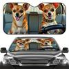 Sun Protection, 1pc Animal Windshield Car Sun Visor - Foldable Sunshade, Mighty Wax Dog Self-driving Tour Theme, UV Protection A