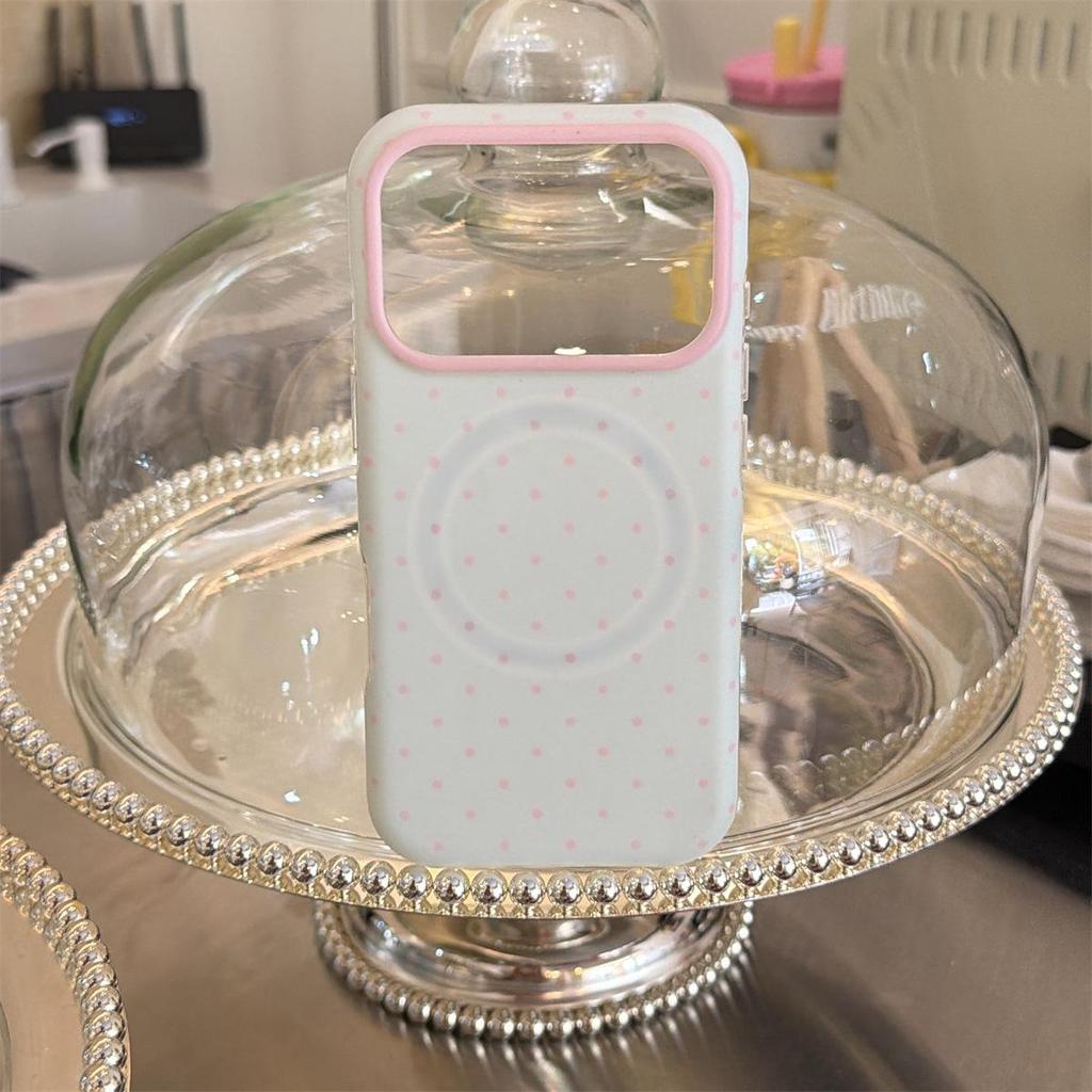 Round Edge Polka Dot Magnetic Phone Case for iPhone 14/13/12 Pro Max