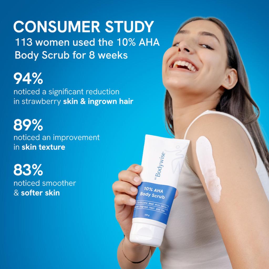 Be Bodywise 10% Lactic AHA Exfoliating Body Scrub 200g | Tan Removal & Soft-Smooth Skin | De-Tan Bathing Scrub with Centella Water & Aloe Vera, Remove