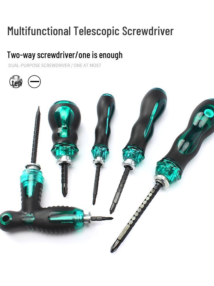 Phillips & Flathead Dual-Use Retractable Ratchet Screwdriver Set with Torx and Double-Headed Design
