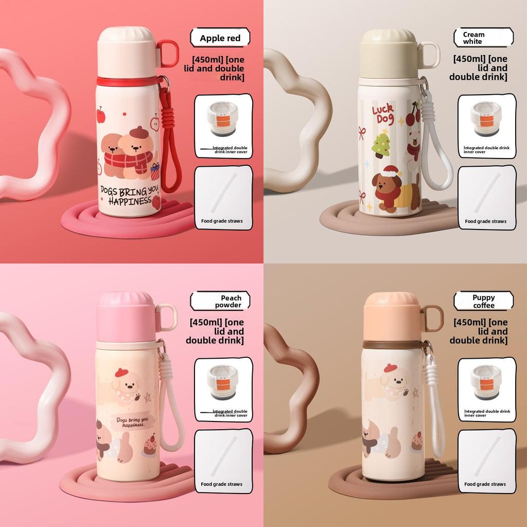 Childrens Cartoon Puppy Stainless Steel Thermos With Bouncing Cap For Outdoor Activities And Gifts