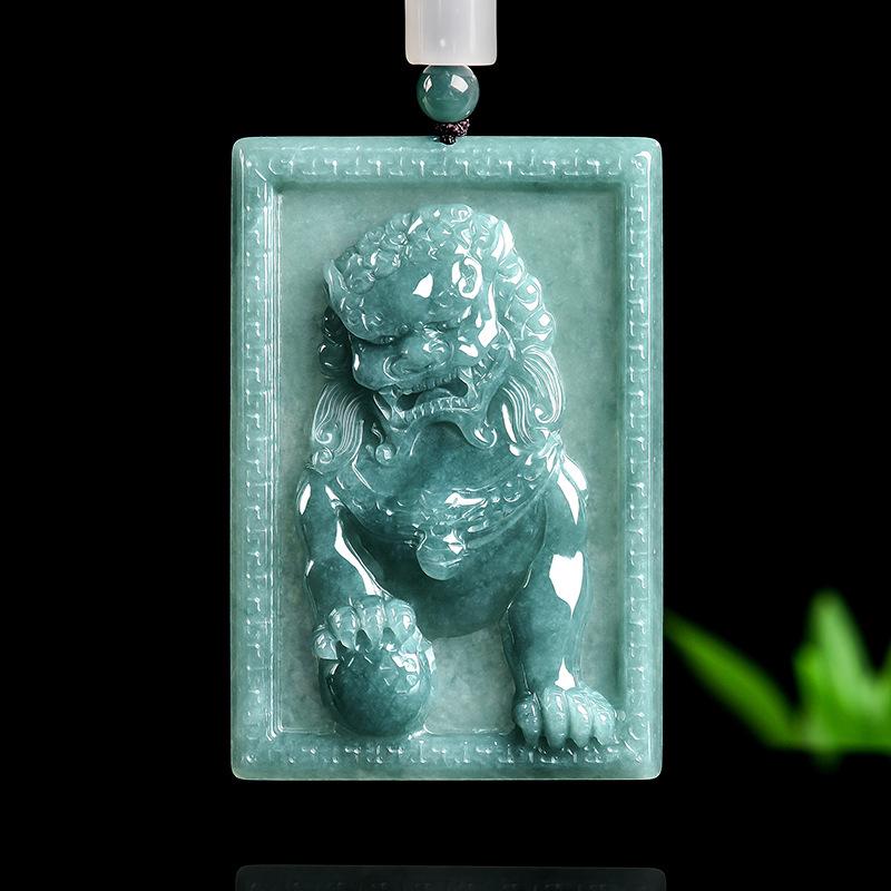 High-Grade A-Grade Jade Blue Water Lion Pendant for Men