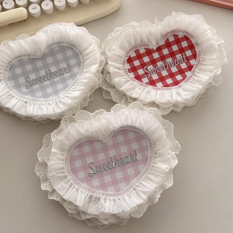 Heart Shaped Lace Coasters Sweetheart Plaid Cup Mats Multi Purpose Drink Coaster Tableware Decoration Kitchens Accessories Gifts