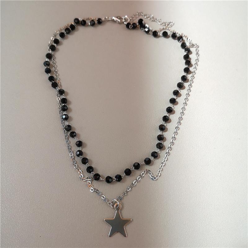 Personalized Punk Star Heart Cross Chain Double Layer Necklace For Men Women Y2K Fashion Trend Rock Party Grunge EMO Accessories