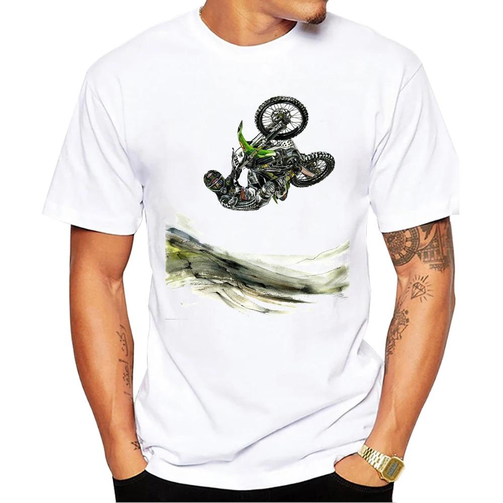 Vintage Dirty Motorcycle Men T Shirt Casual Cool Rider Male Tops Hipster Retro Motocross Printed Tee