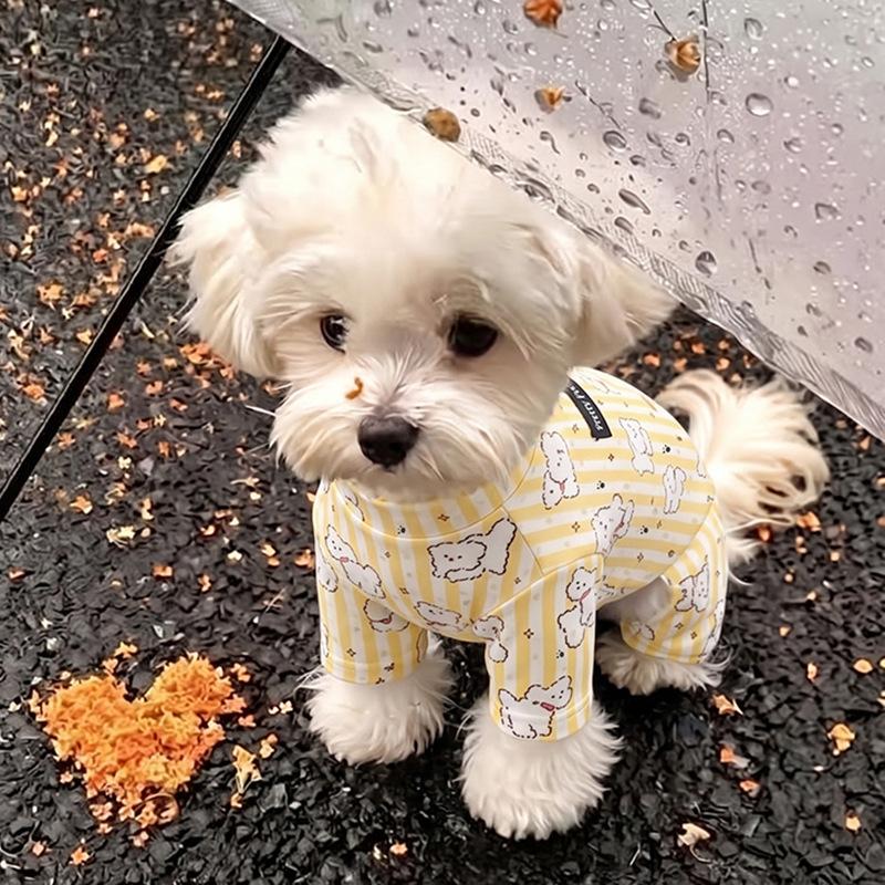 Dog German velvet warm four-legged clothes autumn and winter than bear teddy small dog cat pet bottoming shirt loungewear