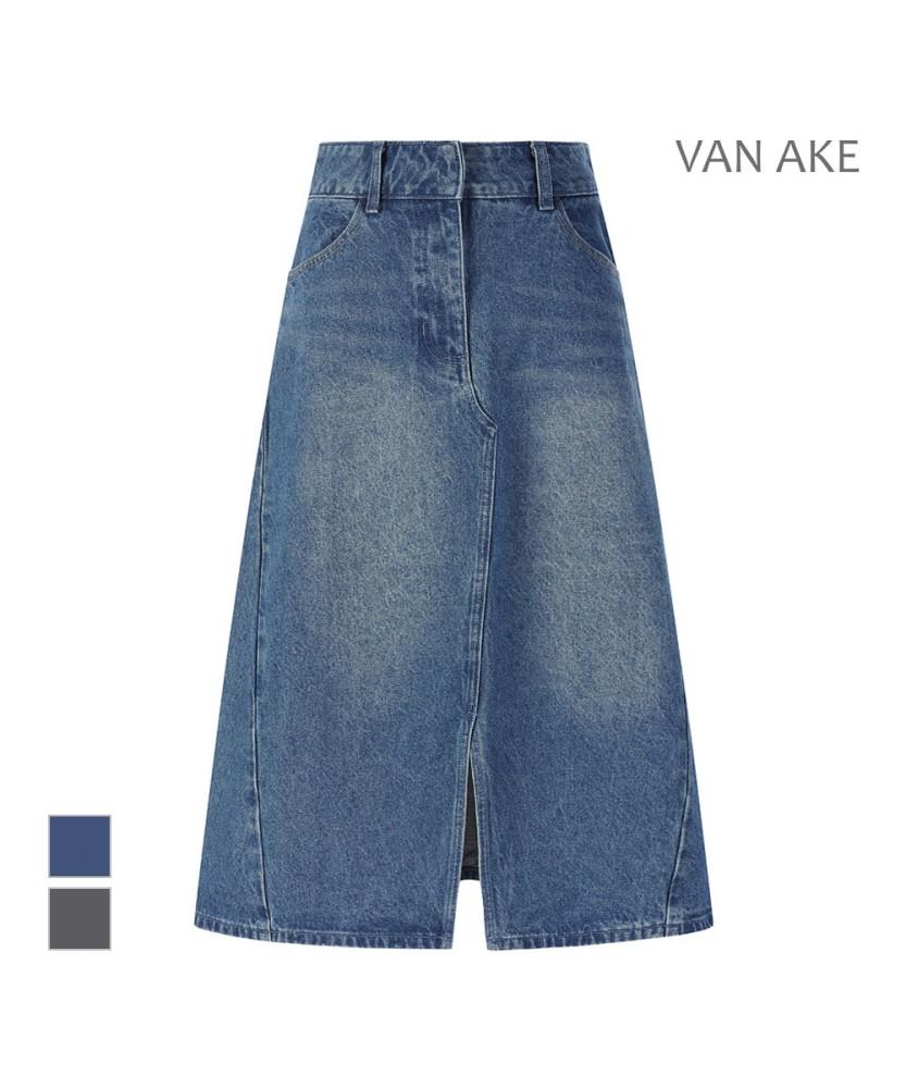 VANAKE Belted Slit Denim Skirt_Vb4Xdkm203A