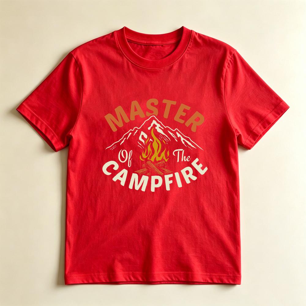 Master Of The Campfire Funny Camping Casual Graphic TShirt Humorous Outdoor Adventure Casual Shirt Unisex Unisex Cotton Tshirt