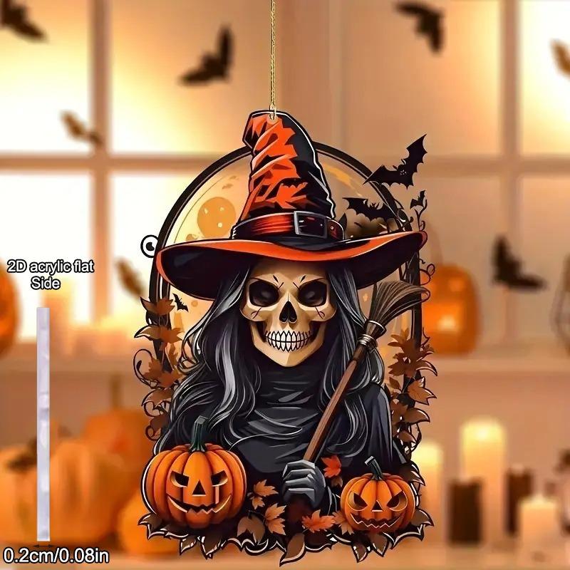 2D Flat Acrylic Halloween New Pumpkin Man Decoration Pendant, Bat, Car Rearview Mirror Pendant Party Decoration, Nurseries, Vintage Home Decor Wall