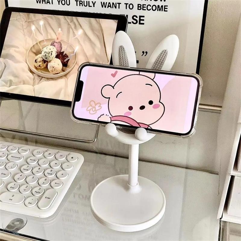 1PC Cute Rabbit Mobile Phone Stand Desktop Can Be Lifted And Adjusted Desktop Lazy Person Selfie Watch Drama Support Bracket