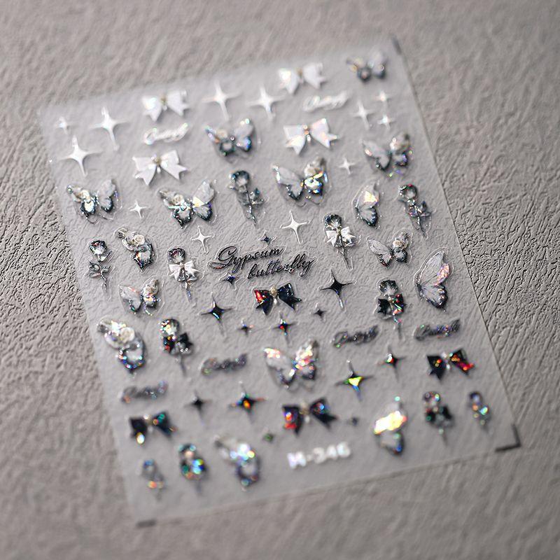 

Season Glass Broken Shell Light Butterfly Flower Nail Sticker Waterproof Nail Sticker Decorative Decals Ornament M346 M346 (transparent glass broken)
