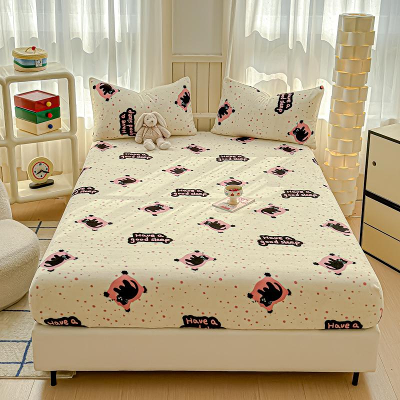Warm Bedsheet Velvet Fitted Sheets Cartoon Style Bed Cover Skin-friendly Mattress Protector sabanas para cama (No Pillowcase)