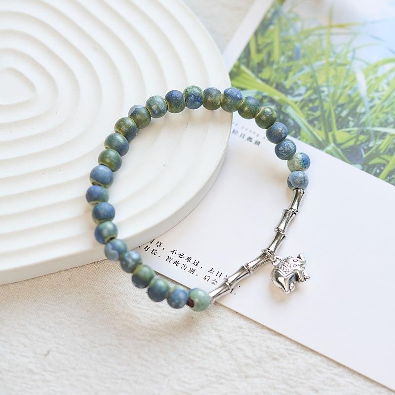 Original Design New Chinese Jingdezhen Ceramic Bracelet Student Literary Bamboo Arrival Porcelain Bead Bracelet Female Wholesale
