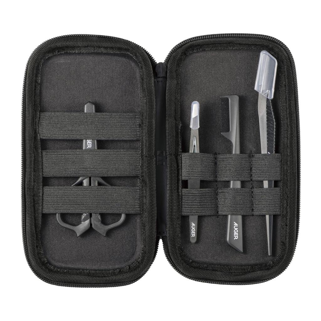 AUGER Eyebrow Kit with Eyebrow Shaving and Eyebrow Comb Pouch, Scissors, Tweezers, Razor, (HC2314)