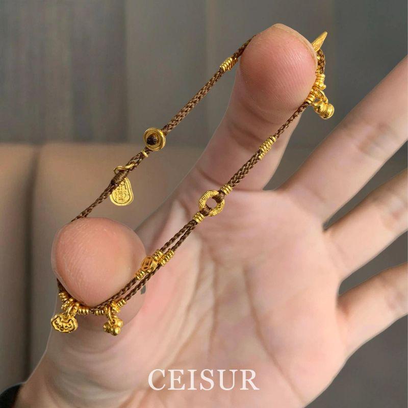 

Стиль Плетеный Веревочный Маленький Золотой Замок Тыква Браслет Легкая Роскошь Простой и Стильный Ремешок Легкая Роскошь Нишевый Изысканный Продвинутый Ручной Ювелирный Изделие Small gold chain gourd hand rope