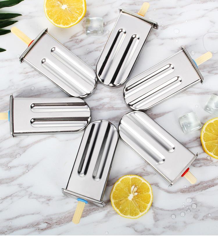 Edelstahl-Eisform 6 Löcher Eis am Stiel Formen DIY Obst-Eis am Stiel Halter