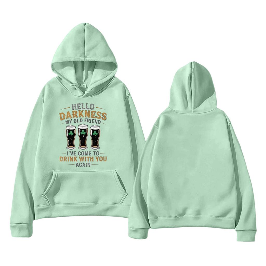 קפוצון קל משקל אופנתי יוניסקס עם שרוולים ארוכים וכיסים, מודפס