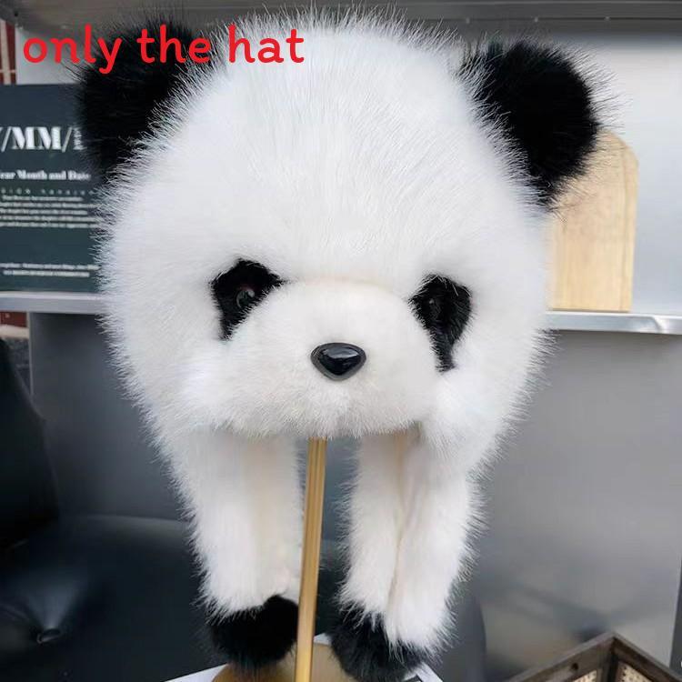Panda Plush Hat For Women Kids Winter Warmth With Earmuff Protection