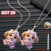 Cross-border new cartoon puppy necklace flat acrylic Christmas gift cute puppy holding cup necklace