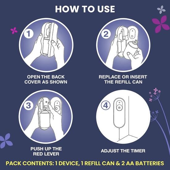 Godrej Aer Matic Refill - Automatic Room Fresheners | Violet Valley Bloom | 2200 Sprays Guaranteed | Lasts Up To 60 Days (225ml)