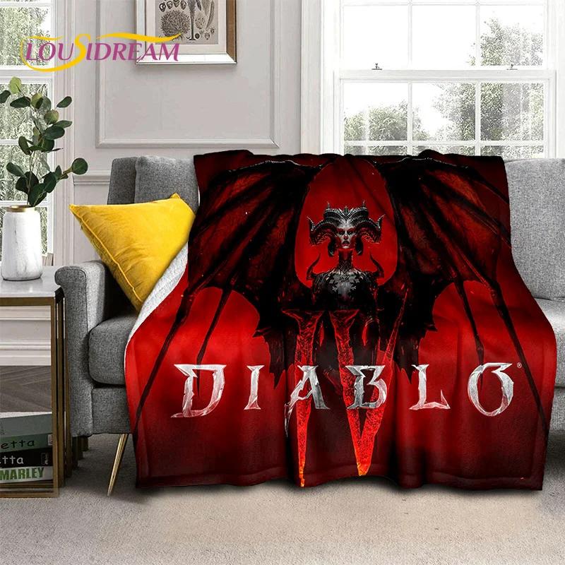 Diablo 3D Retro Game Gamer Zachte Flanellen Deken voor Bedden Slaapkamer Bank Picknick, Plaid Deken voor Afdekking Buiten Vrije Tijd Dutje Cadeau