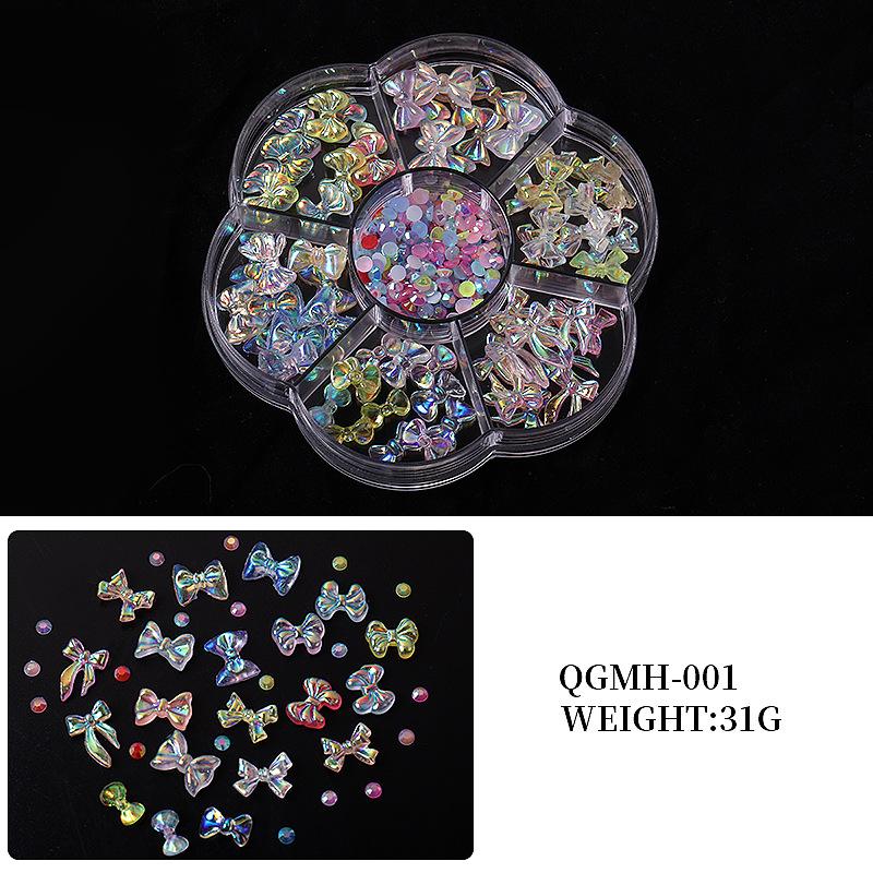 Nail Art Jewelry 7 Grid Plum Blossom Aurora Shell Nail Art Steel Ball Mixed Fingertip Diy Nail Art Decoration