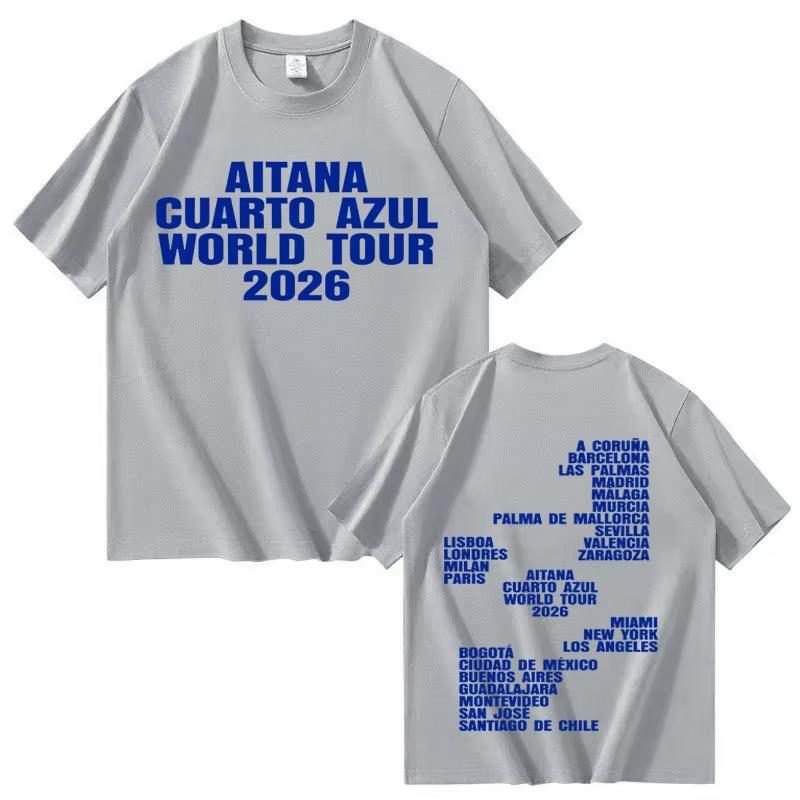 Singer Aitana Cuarto Azul Album 2026 Double Sided Print T Shirt Mens Women Hip Hop Streetwear Tops 100 Cotton TShirt