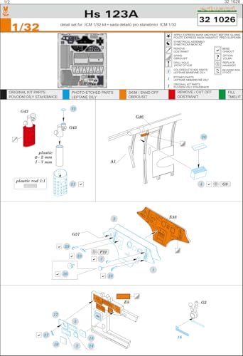 Eduard 1/32 Photo-Etched Hs123A Etched Parts (for ICM) Plastic Model Kits EDU321026 (Airplane)