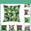 Premium 18'' Grüne Tropische Pflanze Kissenbezug Baumwolle Sofa Kissenbezug Für Elegante Deko