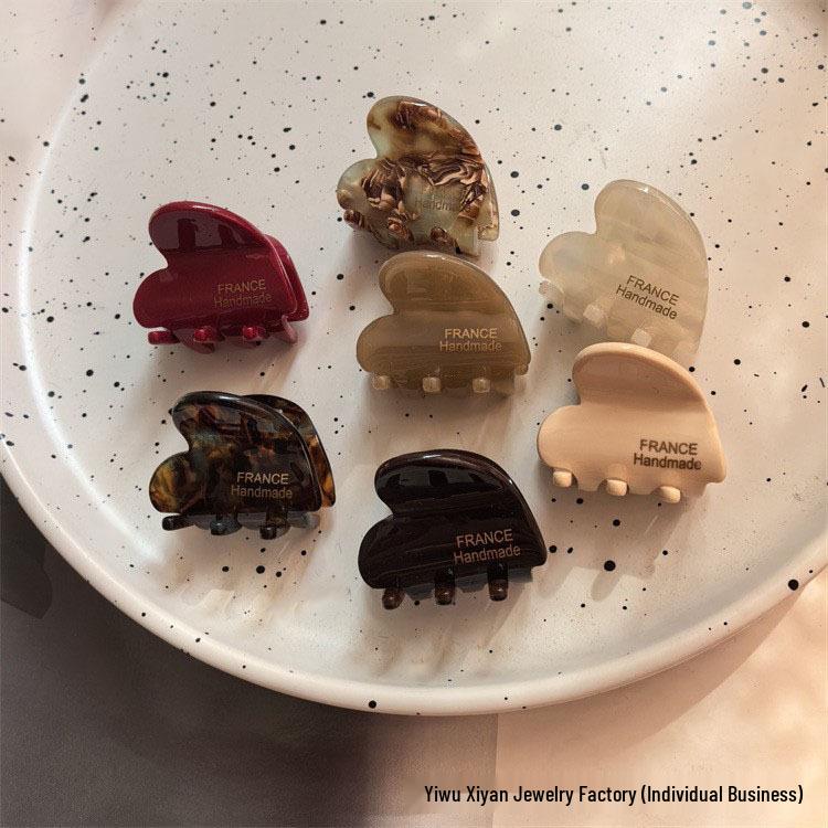 Korean Heart Acetate Claw Hair Clip, Large Size for Simple Bangs, Headwear Jewelry.