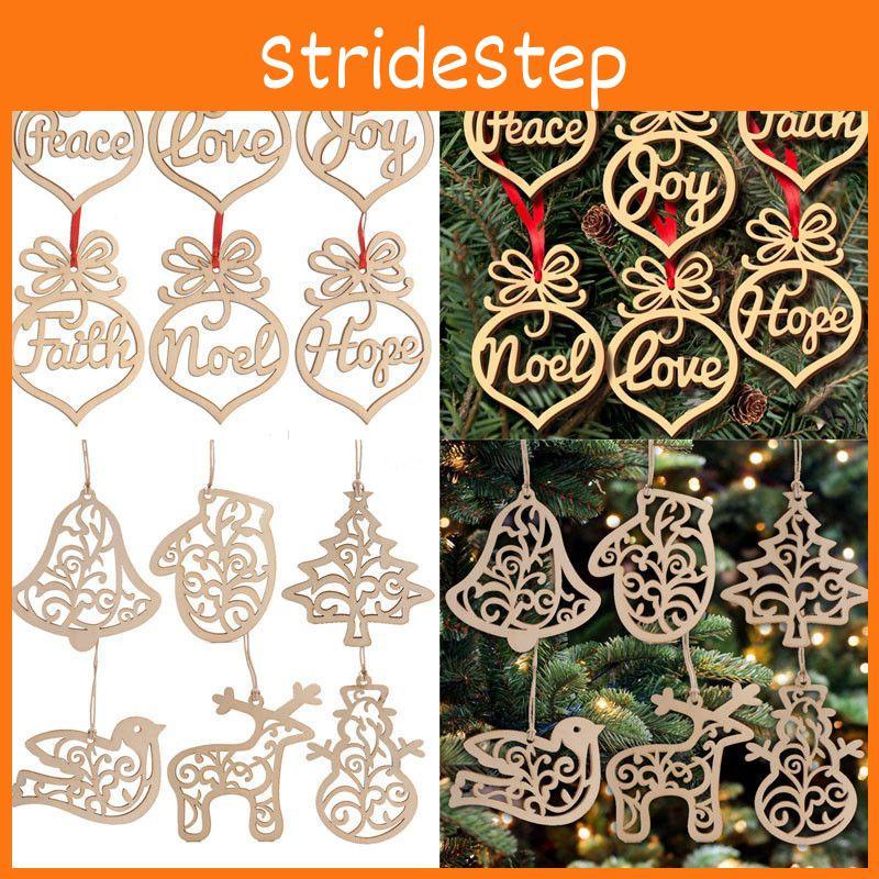 6pcs Christmas Decoration Wooden Pendants Unique Xmas Tree Hanging Ornament Collection