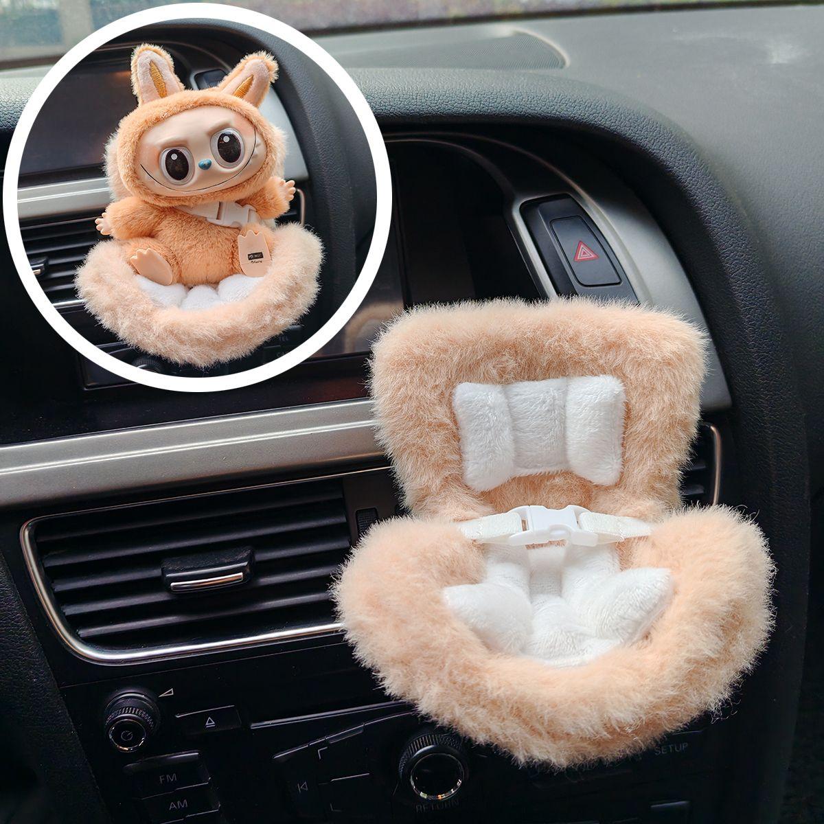 

Labubu Car Seat Safety Car Toy Stuffed Animal Seat Cushion Plush Doll Small Chair Backrest Automotive Accessories коричневый