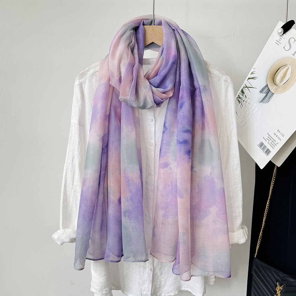

Ультратонкий женский шарф с принтом и градиентом, прямоугольный шарф, длинная шаль, пляжный шарф