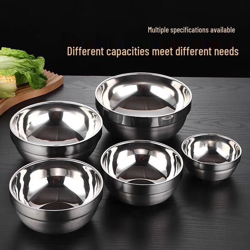 Qianshen 304 Stainless Steel Double-Layer Insulated Bowls (10-Pack)