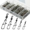 50pc/box Stainless Steel Fishing Connector Pin Bearing Rolling Swivel with Snap Fishhook Lure Accessories 2025