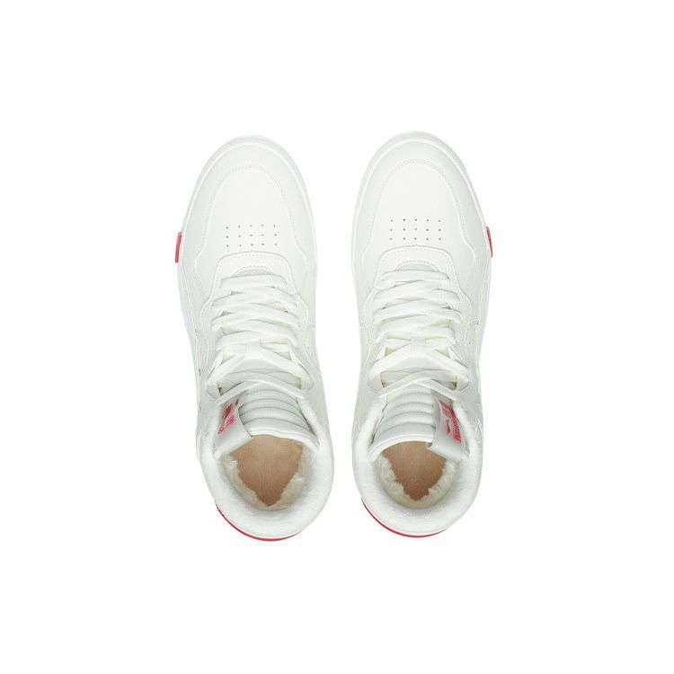 Li Ning Superwave Mid Fleece Durable Breathable High-Top Sneakers Men sneakers White Red AGCR233-6